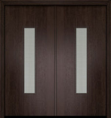 WDMA 64x80 Door (5ft4in by 6ft8in) Exterior Mahogany 80in Double Malibu Contemporary Door w/Metal Grid 1