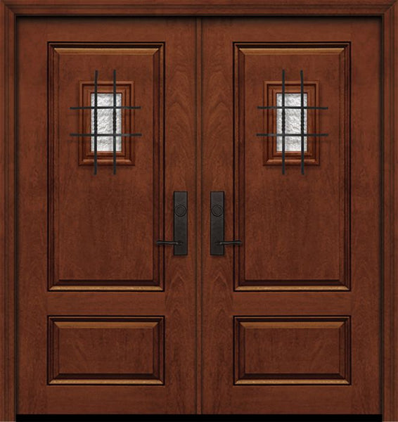 WDMA 64x80 Door (5ft4in by 6ft8in) Exterior Mahogany IMPACT | 80in Double 2 Panel Square Door with Speakeasy 1