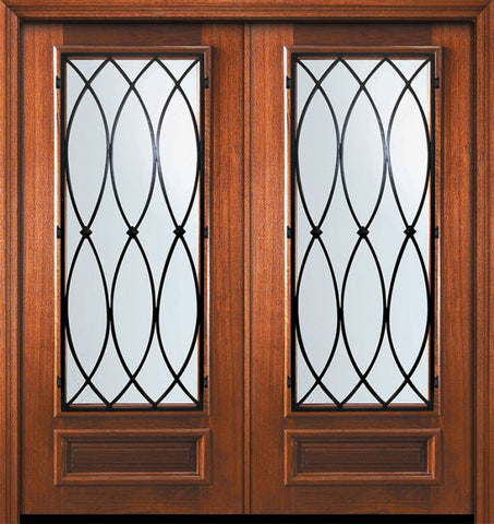 WDMA 64x80 Door (5ft4in by 6ft8in) Exterior Mahogany 80in Double 3/4 Lite La Salle Door 1