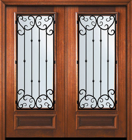 WDMA 64x80 Door (5ft4in by 6ft8in) Exterior Mahogany 80in Double 3/4 Lite Valencia Door 1