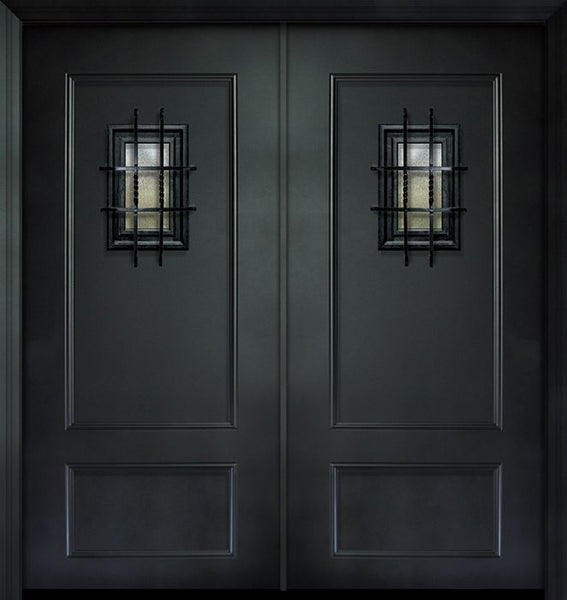 WDMA 64x80 Door (5ft4in by 6ft8in) Exterior 80in ThermaPlus Steel 2 Panel Double Door with Speakeasy 1