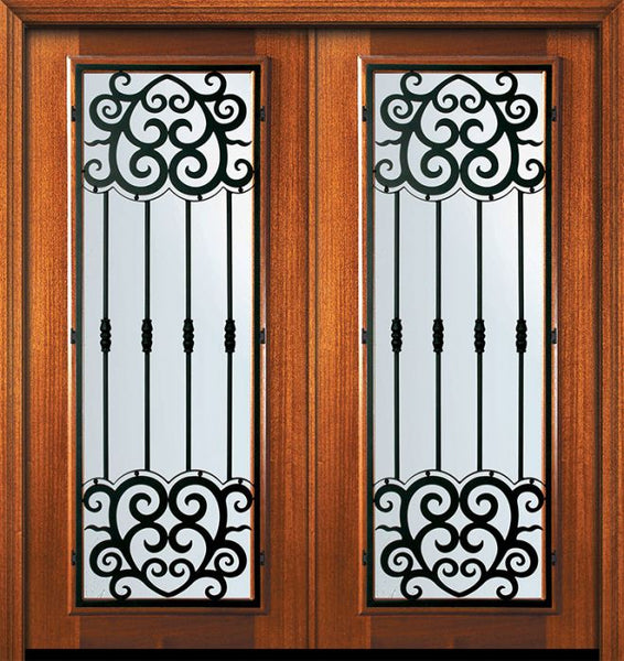 WDMA 64x80 Door (5ft4in by 6ft8in) Exterior Mahogany 80in Double Full Lite Barcelona Door 1