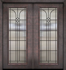 WDMA 64x80 Door (5ft4in by 6ft8in) Exterior 80in ThermaPlus Steel Cantania 1 Panel Full Lite GBG Double Door 1