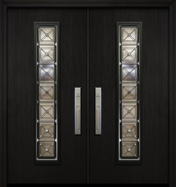 WDMA 64x80 Door (5ft4in by 6ft8in) Exterior Mahogany 80in Double Malibu Solid Contemporary Door with Speakeasy 1