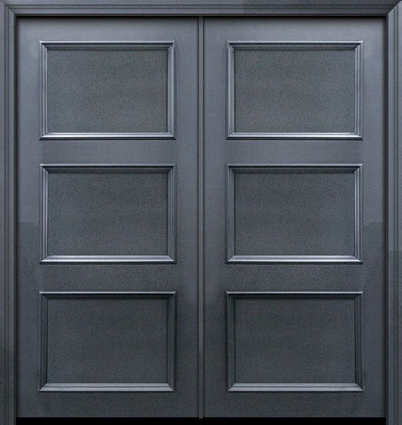 WDMA 64x80 Door (5ft4in by 6ft8in) Exterior 80in ThermaPlus Steel 3 Panel Solid Continental Double Door 1