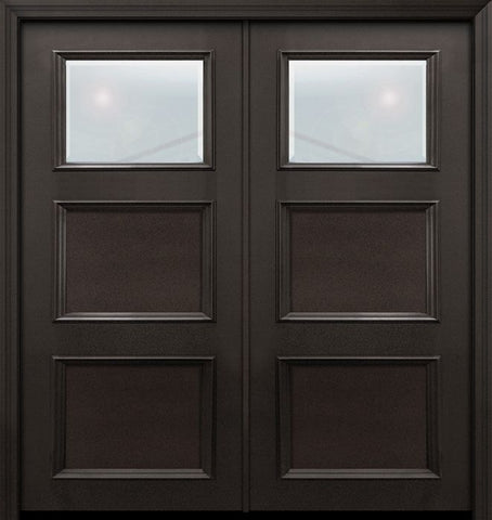 WDMA 64x80 Door (5ft4in by 6ft8in) Exterior 80in ThermaPlus Steel 1 Lite 2 Panel Continental Double Door w/ Beveled Glass 1