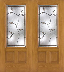 WDMA 64x80 Door (5ft4in by 6ft8in) Exterior Oak Fiberglass Impact Door 3/4 Lite Avonlea 6ft8in Double 1