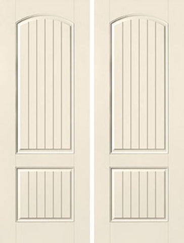 WDMA 64x96 Door (5ft4in by 8ft) Exterior Smooth 8ft 2 Panel Plank Soft Arch Star Double Door 1