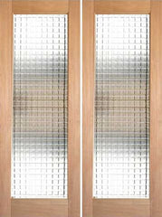 WDMA 64x96 Door (5ft4in by 8ft) Interior Swing Tropical Hardwood Double Door 1-Lite FG-10 Weaving Glass 1