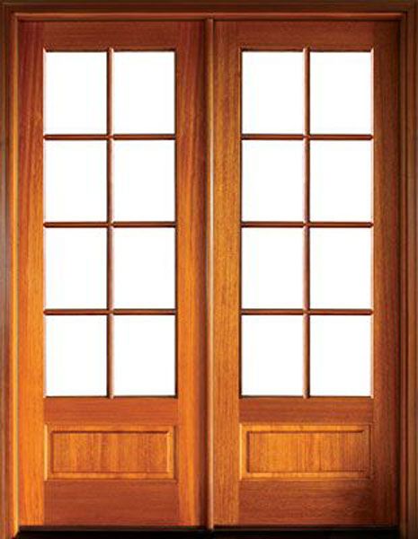 WDMA 64x96 Door (5ft4in by 8ft) French Swing Mahogany Alexandria TDL 8 Lite Double Door 1