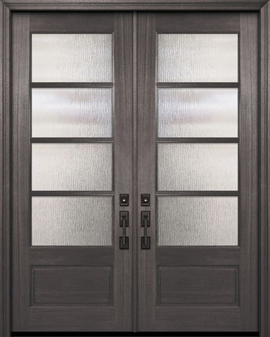 WDMA 64x96 Door (5ft4in by 8ft) Exterior Mahogany 96in Double 3/4 Lite 4 Lite Horizontal SDL DoorCraft Door 1