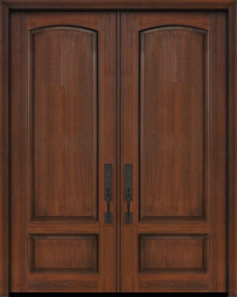 WDMA 64x96 Door (5ft4in by 8ft) Exterior Cherry IMPACT | 96in Double 2 Panel Arch or Knotty Alder Door 1