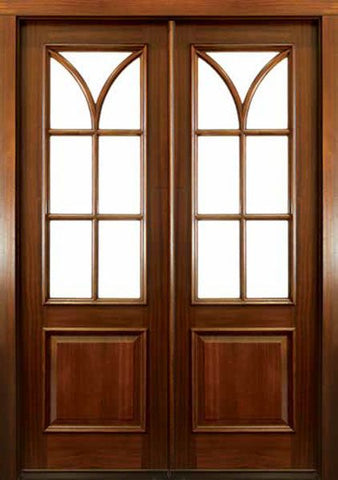 WDMA 64x96 Door (5ft4in by 8ft) Exterior Swing Mahogany Seville Double Door Renaissance 1