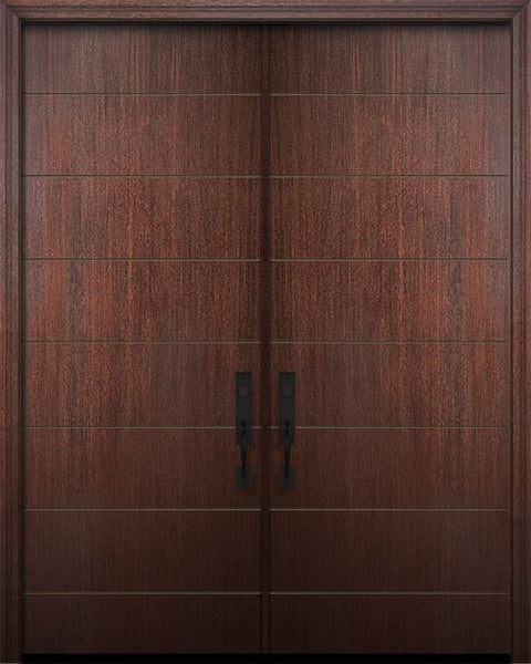 WDMA 64x96 Door (5ft4in by 8ft) Exterior Mahogany 96in Double Westwood Solid Contemporary Door 1