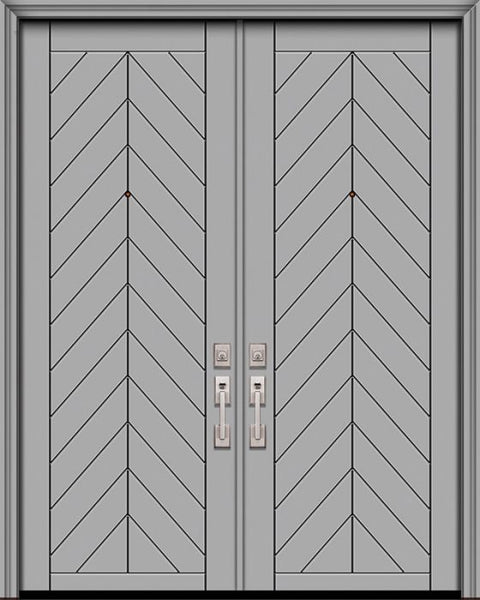 WDMA 64x96 Door (5ft4in by 8ft) Exterior Smooth 96in Double Chevron Solid Contemporary Door 1