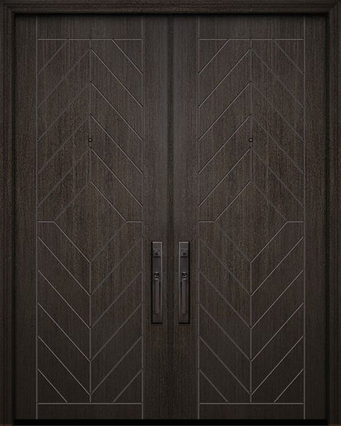 WDMA 64x96 Door (5ft4in by 8ft) Exterior Mahogany 96in Double Lynnwood Solid Contemporary Door 1