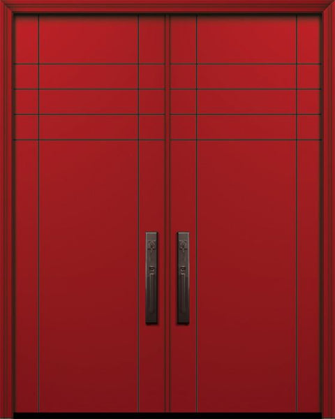 WDMA 64x96 Door (5ft4in by 8ft) Exterior Smooth 96in Double Fleetwood Solid Contemporary Door 1