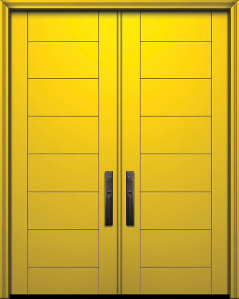 WDMA 64x96 Door (5ft4in by 8ft) Exterior Smooth 96in Double Brentwood Solid Contemporary Door 1