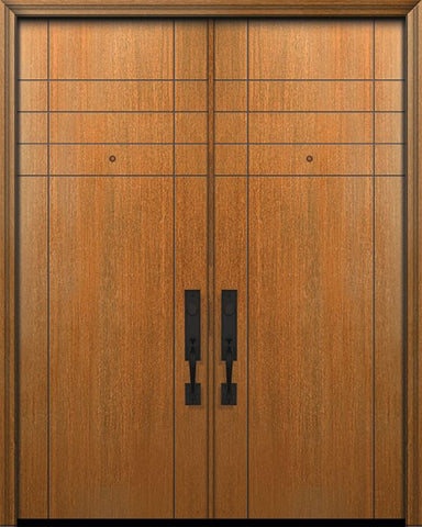 WDMA 64x96 Door (5ft4in by 8ft) Exterior Mahogany 96in Double Fleetwood Solid Contemporary Door 1