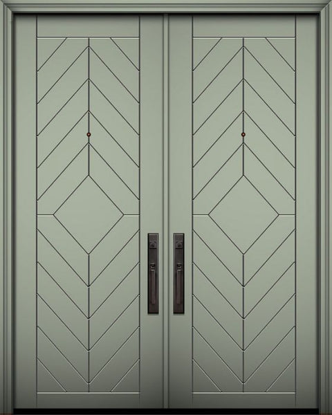 WDMA 64x96 Door (5ft4in by 8ft) Exterior Smooth IMPACT | 96in Double Lynnwood Solid Contemporary Door 1