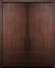 WDMA 64x96 Door (5ft4in by 8ft) Exterior Mahogany IMPACT | 96in Double Westwood Solid Contemporary Door 1