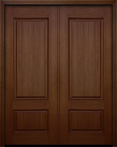 WDMA 64x96 Door (5ft4in by 8ft) Exterior Mahogany 96in Double 2 Panel Square V-grooved Door 1