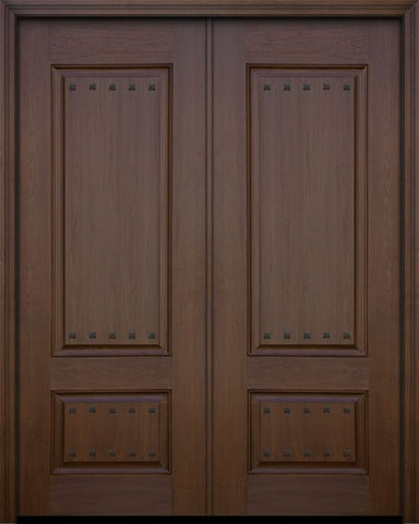 WDMA 64x96 Door (5ft4in by 8ft) Exterior Mahogany 96in Double 2 Panel Square Door with Clavos 1