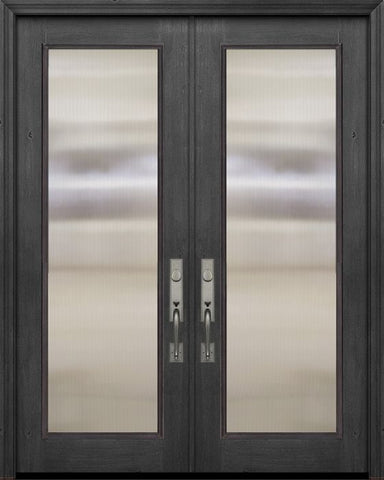 WDMA 64x96 Door (5ft4in by 8ft) Patio Cherry 96in Double Full Lite Privacy Glass Door 1