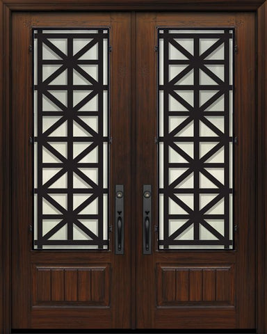 WDMA 64x96 Door (5ft4in by 8ft) Exterior Cherry IMPACT | 96in Double 1 Panel 3/4 Lite Contempo Steel Grille Door 1