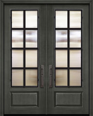 WDMA 64x96 Door (5ft4in by 8ft) Exterior Cherry IMPACT | 96in Double 1 Panel 3/4 Lite Minimal Steel Grille Door 1