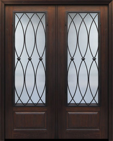 WDMA 64x96 Door (5ft4in by 8ft) Exterior Cherry IMPACT | 96in Double 1 Panel 3/4 Lite La Salle Door 1