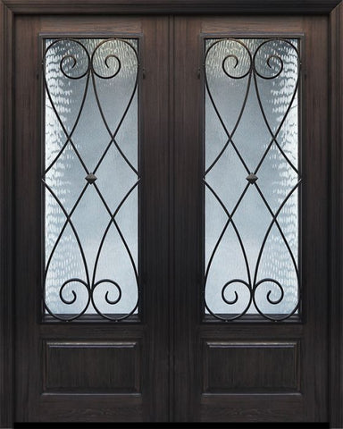 WDMA 64x96 Door (5ft4in by 8ft) Exterior Cherry IMPACT | 96in Double 1 Panel 3/4 Lite Charleston Door 1