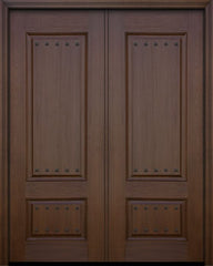 WDMA 64x96 Door (5ft4in by 8ft) Exterior Mahogany IMPACT | 96in Double 2 Panel Square Door with Clavos 1