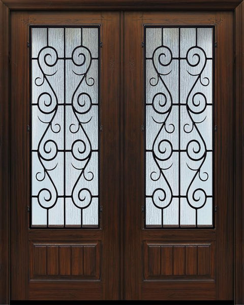 WDMA 64x96 Door (5ft4in by 8ft) Exterior Cherry 96in Double 1 Panel 3/4 Lite St Charles Door 1