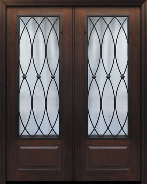 WDMA 64x96 Door (5ft4in by 8ft) Exterior Cherry 96in Double 1 Panel 3/4 Lite La Salle Door 1