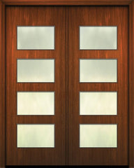 WDMA 64x96 Door (5ft4in by 8ft) Exterior Mahogany 96in Double Santa Monica Solid Contemporary Door w/Textured Glass 1