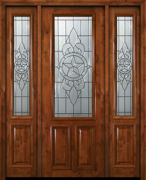 WDMA 64x96 Door (5ft4in by 8ft) Exterior Knotty Alder 36in x 96in 2/3 Lite Brazos Alder Door /2side 1