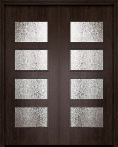 WDMA 64x96 Door (5ft4in by 8ft) Exterior Mahogany 96in Double Santa Monica Contemporary Door w/Textured Glass 1