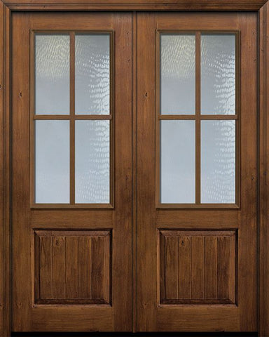 WDMA 64x96 Door (5ft4in by 8ft) Exterior Knotty Alder IMPACT | 96in Double 2/3 Lite 1 Panel 4 Lite SDL Door 1