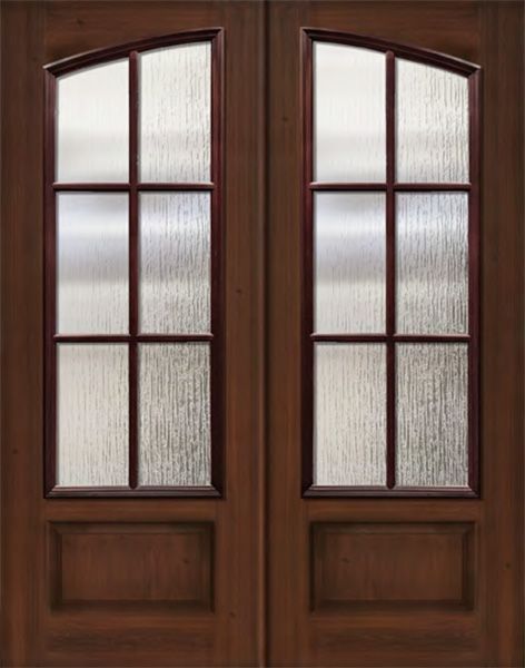 WDMA 64x96 Door (5ft4in by 8ft) French Mahogany IMPACT | 96in Double Square Top Arch 6 Lite SDL Cherry Knotty Alder Door 1