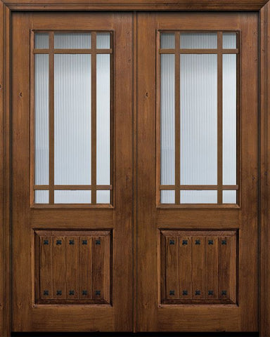 WDMA 64x96 Door (5ft4in by 8ft) Exterior Knotty Alder IMPACT | 96in Double 2/3 Lite 1 Panel 9 Lite SDL Door 1