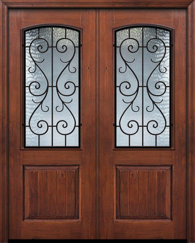 WDMA 64x96 Door (5ft4in by 8ft) Exterior Knotty Alder 96in Double 1 Panel 2/3 Arch Lite St. Charles Door 1