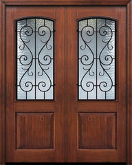 WDMA 64x96 Door (5ft4in by 8ft) Exterior Knotty Alder 96in Double 1 Panel 2/3 Arch Lite St. Charles Door 1