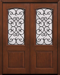 WDMA 64x96 Door (5ft4in by 8ft) Exterior Knotty Alder 96in Double 1 Panel 2/3 Arch Lite Palermo Door 1