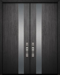 WDMA 64x96 Door (5ft4in by 8ft) Exterior Mahogany 96in Double Costa Mesa Solid Contemporary Door 1