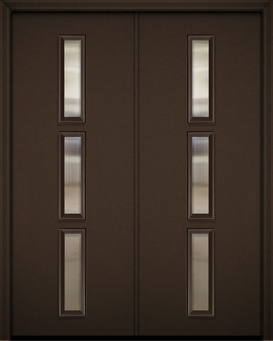 WDMA 64x96 Door (5ft4in by 8ft) Exterior 96in ThermaPlus Steel Huntington Contemporary Double Door w/Textured Glass 1