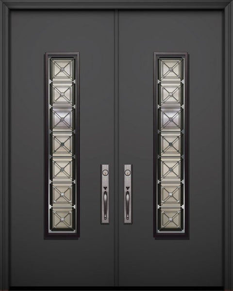 WDMA 64x96 Door (5ft4in by 8ft) Exterior Smooth 96in Double Malibu Solid Contemporary Door with Speakeasy 1