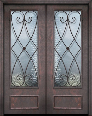 WDMA 64x96 Door (5ft4in by 8ft) Exterior 96in ThermaPlus Steel Charleston 1 Panel 3/4 Lite Double Door 1