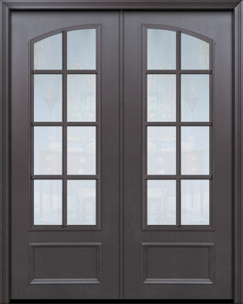 WDMA 64x96 Door (5ft4in by 8ft) French 96in ThermaPlus Steel 8 Lite Arch Lite SDL Double Door 1