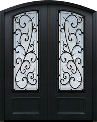 WDMA 64x96 Door (5ft4in by 8ft) Exterior 96in ThermaPlus Steel Bellagio 1 Panel Arch Top Arch Lite Double Door 1